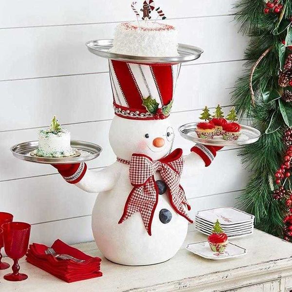 Christmas Decorations Christmas Santa Snack Plate Snowman Snack Tray Resin Snack Tray Food Serving Tray Desktop Table Party Decoration Dropshipping T221110