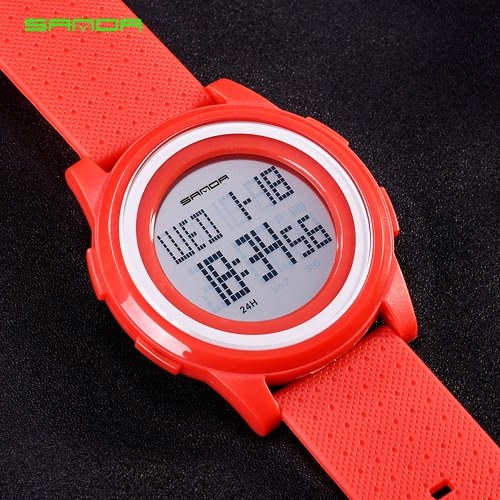 SANDA 337 Ultra-thin 9mm Sport Watch Men Electronic LED Digital Wrist Watches Waterproof Clock Calendar Watch for Male