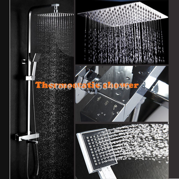 bathroom shower10 inch air pressurize rainfall shower head and thermostatic mixer automatic thermostatic faucet shower set
