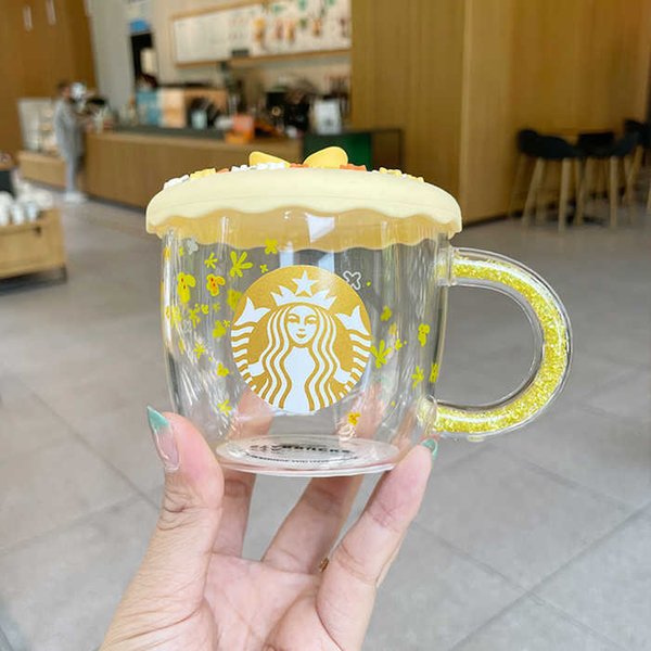 Starbucks cup autumn osmanthus sky glass creative Osmanthus fragrans coffee office water with coverFG6T
