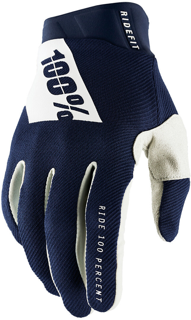 100% Ridefit Bicycle Gloves, white-blue, Size S, white-blue, Size S