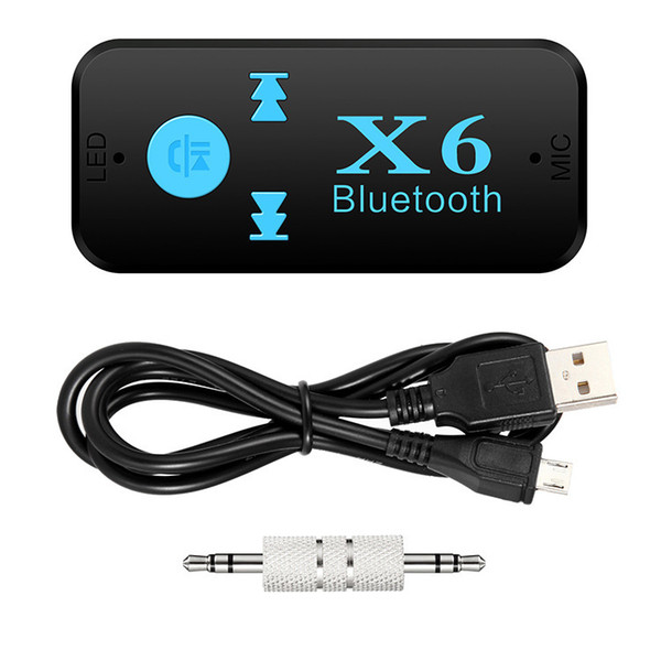 Bluetooth Receiver X6 3.5mm AUX car Stereo Audio Stereo Music with Microphone HandFree Wireless Adapter for Phone Speaker TF Card