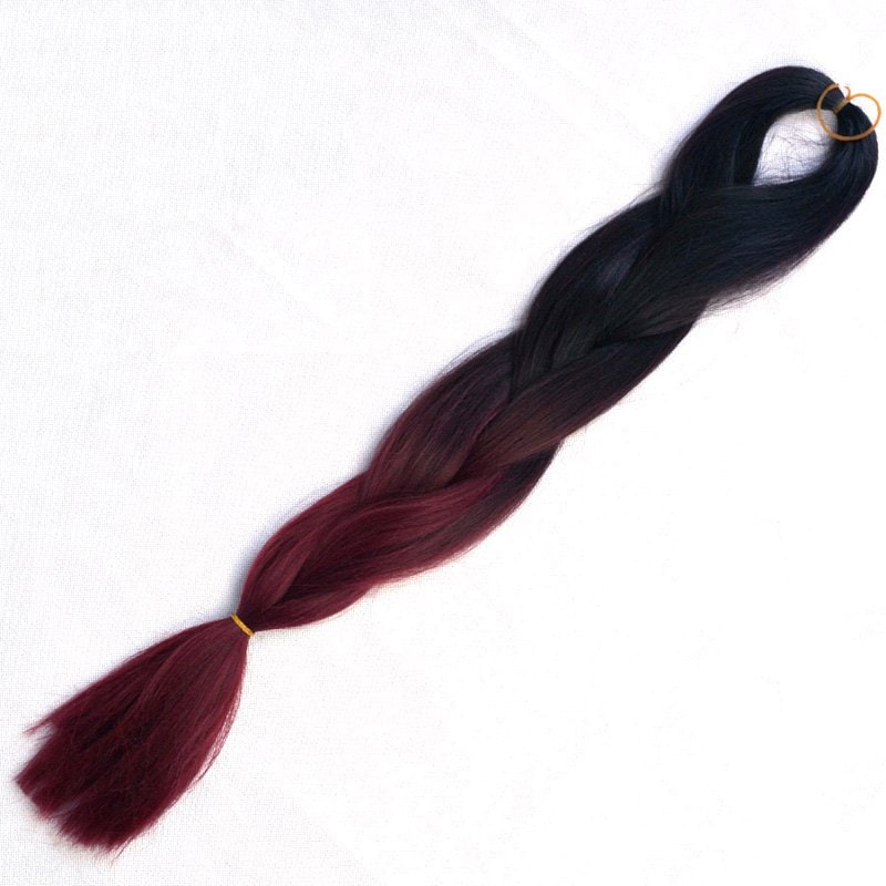 Long Synthetic Capless Straight Fashion Black Claret Ombre Braids Hair Extension For Women