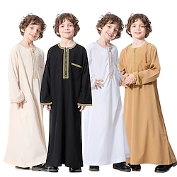 Arabian Muslim Kid's Boys Religious Saudi Arabic Robe Thobe / Jubba For Polyester Ramadan Leotard / Onesie Lightinthebox