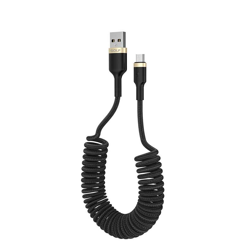 GOLF 3A Data Cable Type C Micro USB Spring Telescopic Braided Line Fast Charging For Huawei P30 P40 Pro Xiaomi MI10 Redm