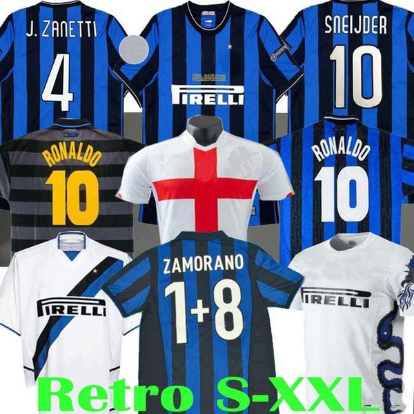 finals 09 10 MILITO SNEIJDER ZANETTI Inter Retro Soccer jersey ZAMORANO MILAN 97 98 99 Djorkaeff Baggio Inter 02 03 Vintage Classic uniforms