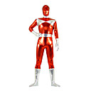 estilo súper héroe fuego metálico brillante rojo de cuerpo completo traje Zentai unisex