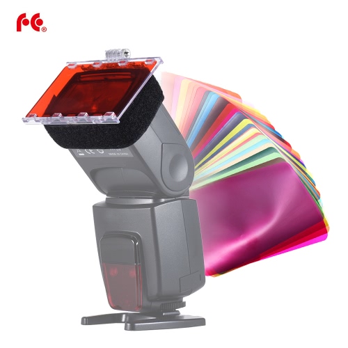 FalconEyes CFA-30K Speedlite Color Filter Gel Kit w/ Silver Reflector Adjustable Mount Base for Canon Nikon Yongnuo Godxo Flash Light w/ Carrying Bag,  30 Sheets