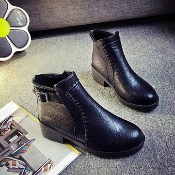 Ladies Ankle High Warm Round Toe Side Zipper Boots