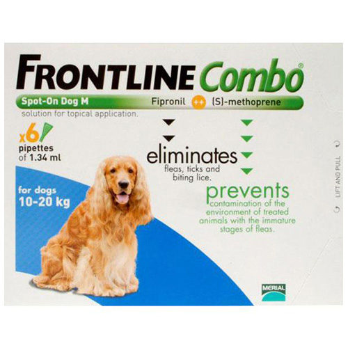 Frontline Plus (Combo) For Medium Dogs 23-44 Lbs (Blue) 3 Pipette