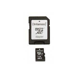 Intenso Premium - Flash-Speicherkarte (microSDXC-an-SD-Adapter inbegriffen) - 64GB - UHS Class 1 / Class10 - microSDXC UHS-I (3423490)