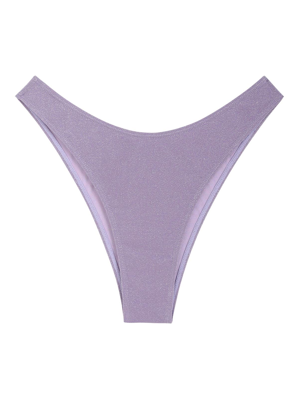 ZAFUL High Cut Metallic Glitter Sparkle Bikini Bottom M Purple