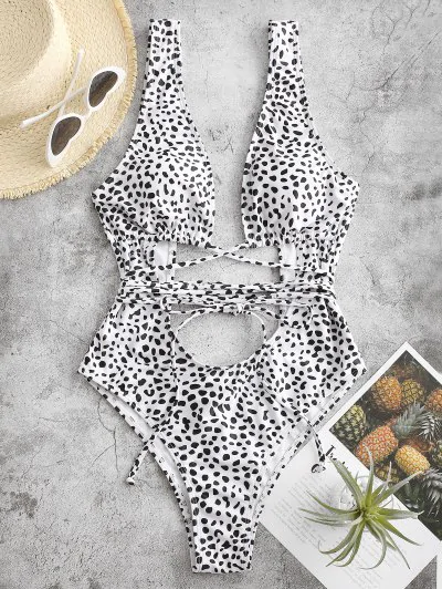 ZAFUL Leopard Backless Cutout One-piece Swimsuit