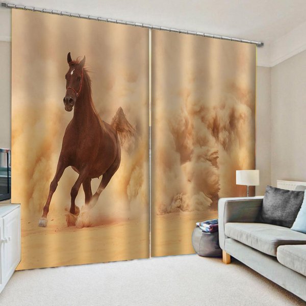 Large 3D Curtain Blackout Silk High Quality Window Drapes Digital Printing Horse Animal Curtains