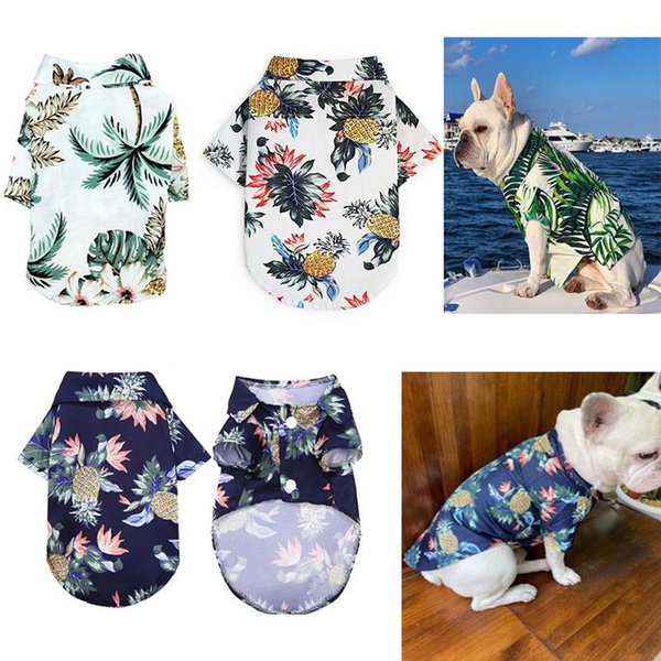 Dog Apparel Shirts Clothes Summer Beach Vest Pet Clothing Floral T-Shirt Hawaiian For Small Cat Chihuahua