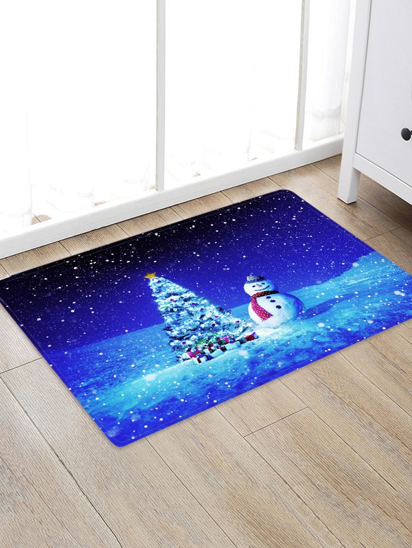 Christmas Tree Gifts Snowman Pattern Water Absorption Area Rug