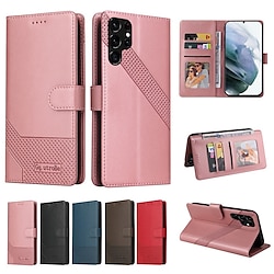 Phone Case For Samsung Galaxy Wallet Case S23 S22 S21 S20 Plus Ultra A32 Note 20 Ultra Wallet Full Body Protective With Card Holder Solid Colored PU Leather miniinthebox