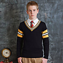 uniformes escolares con cuello en V suéter cardigan de punto negro con ribetes amarillos