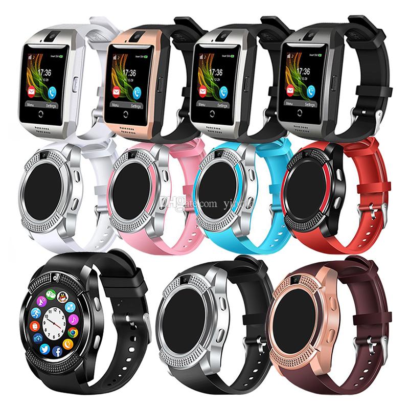Bluetooth Smart Watch V8 Q18 DZ09 Multifunction Smart Bracelet Watches Support SIM TF Card With Camera For iOS Android Smartphone