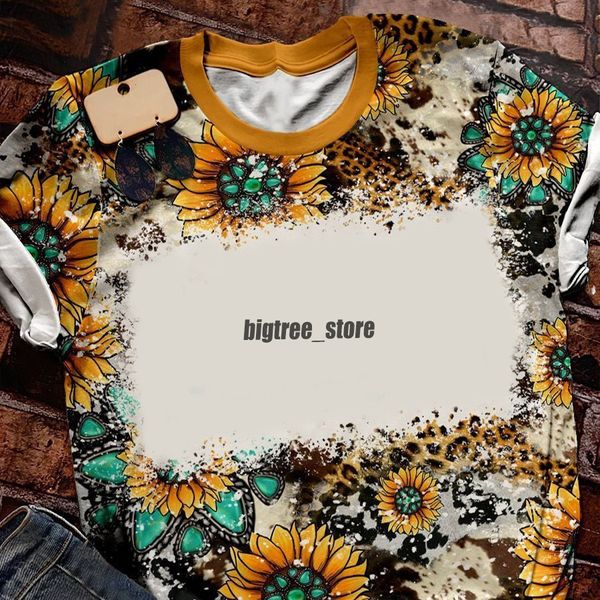 Wholesale Sublimation Bleached Shirts Heat Transfer Blank Bleach Shirt Bleached Polyester T-Shirts US Men Women Party Supplies DIY