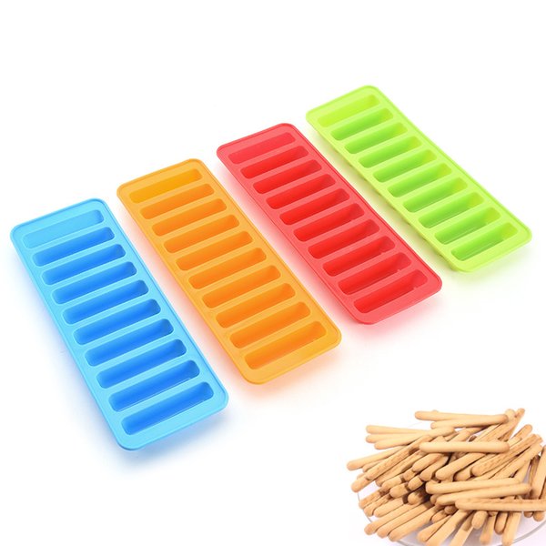 10 Holes Silicone Cake Mold Finger Cookie Baking Moulds Biscuit Mold 4 Colors 1221029