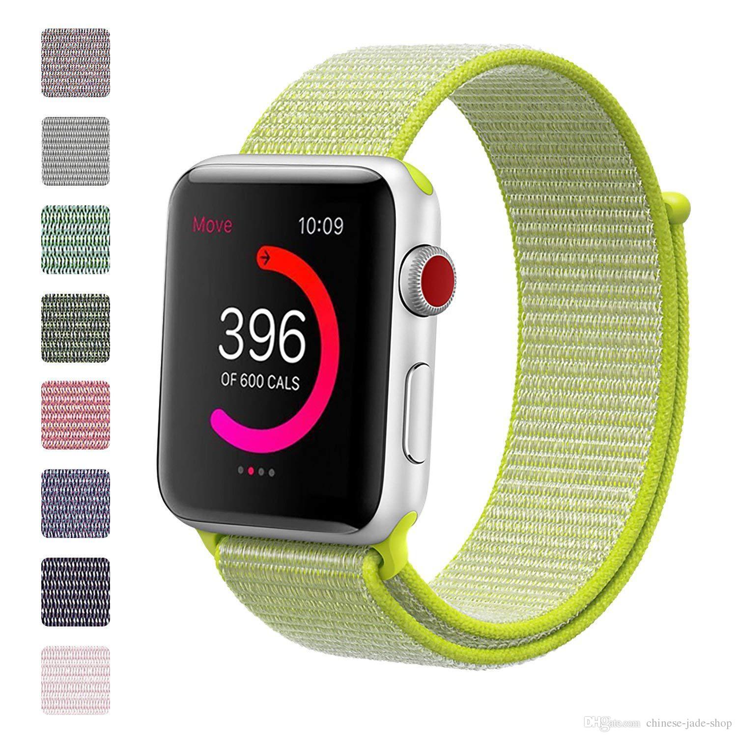 Woven Nylon Sport Loop Bracelet Watch Strap Replacement Band For Apple Watch Series 4 1 2 3 iwatch 4 38mm 42mm 40mm 44mm 200pcs