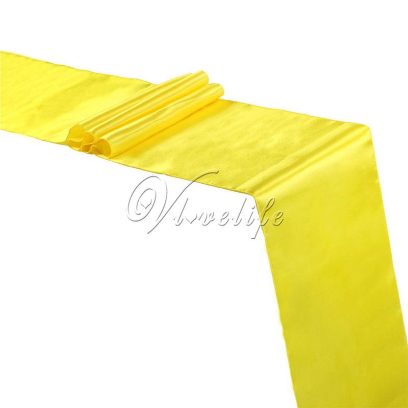 Free shipping Yellow Satin Table Runner 12" x 108" Wedding Party Banquet Home Table Decor Supplies 30x275cm