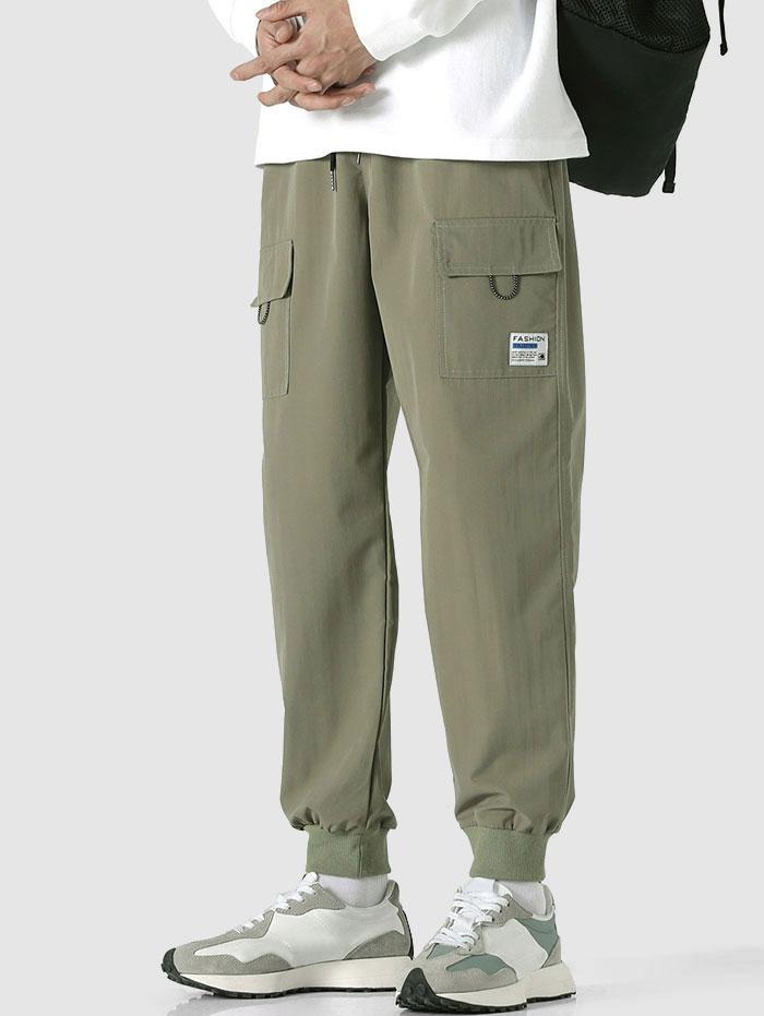 ZAFUL Men's Letter Patch Pockets Casual Cargo Techwear Pants Xl Army green
