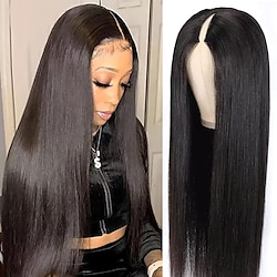 V Part Wigs Human Hair Straight Brazilian Human Hair Wigs for Black Women Upgrade U Part Wigs No Leave Out No Sew in NO Glue 150% Density Natural Color Lightinthebox