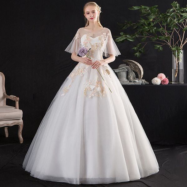 2022 ball gown Wedding Dresses Bohemian Beach A Line V Neck Lace 3D Floral Appliques Illusion Backless Sweep Train Plus Size Formal Bridal Gown