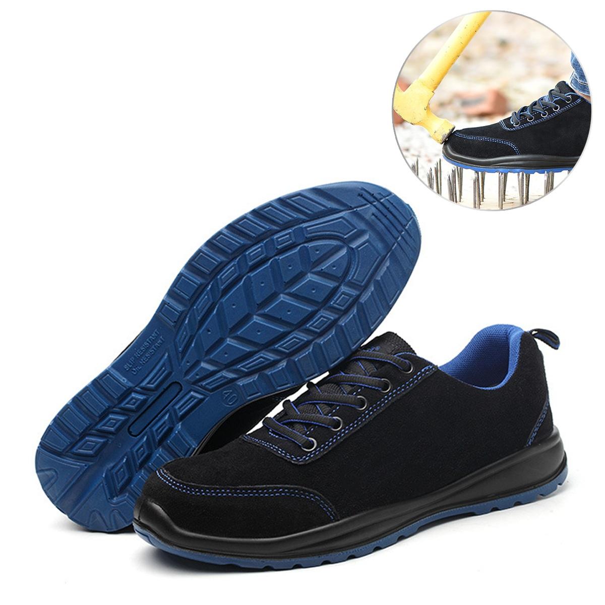 TENGOO Men's Safety Shoes Work Shoes Steel Toe Wearable Anti-Smashing Non-Slip Running Sports Sneakers