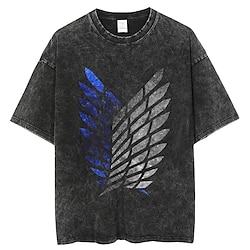 Attack on Titan Eren Jaeger Wings of Freedom T-shirt Oversized Acid Washed Tee Print Graphic T-shirt For Men's Women's Unisex Adults' Hot Stamping 100% Polyester Casual Daily Lightinthebox