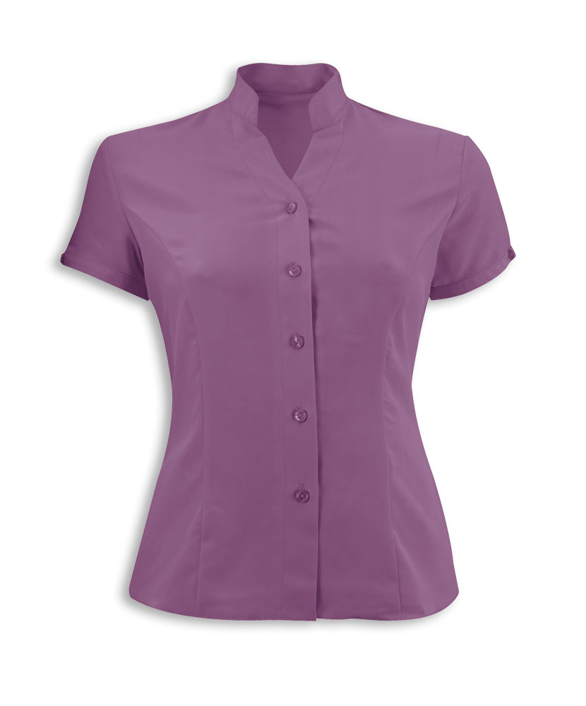 Alexandra collarless fitted blouse