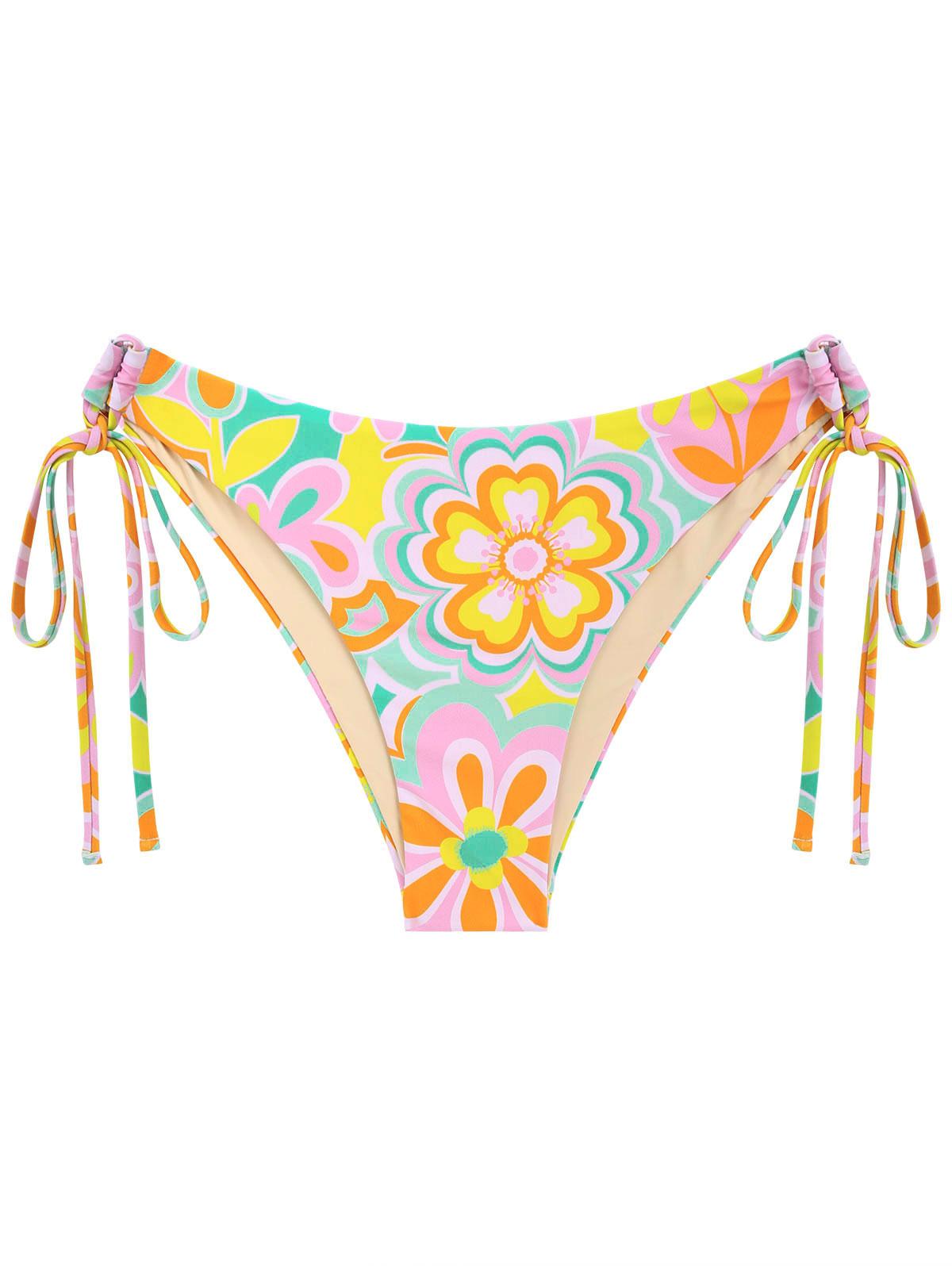 ZAFUL Floral Cinched Bikini Bottom M Multi a