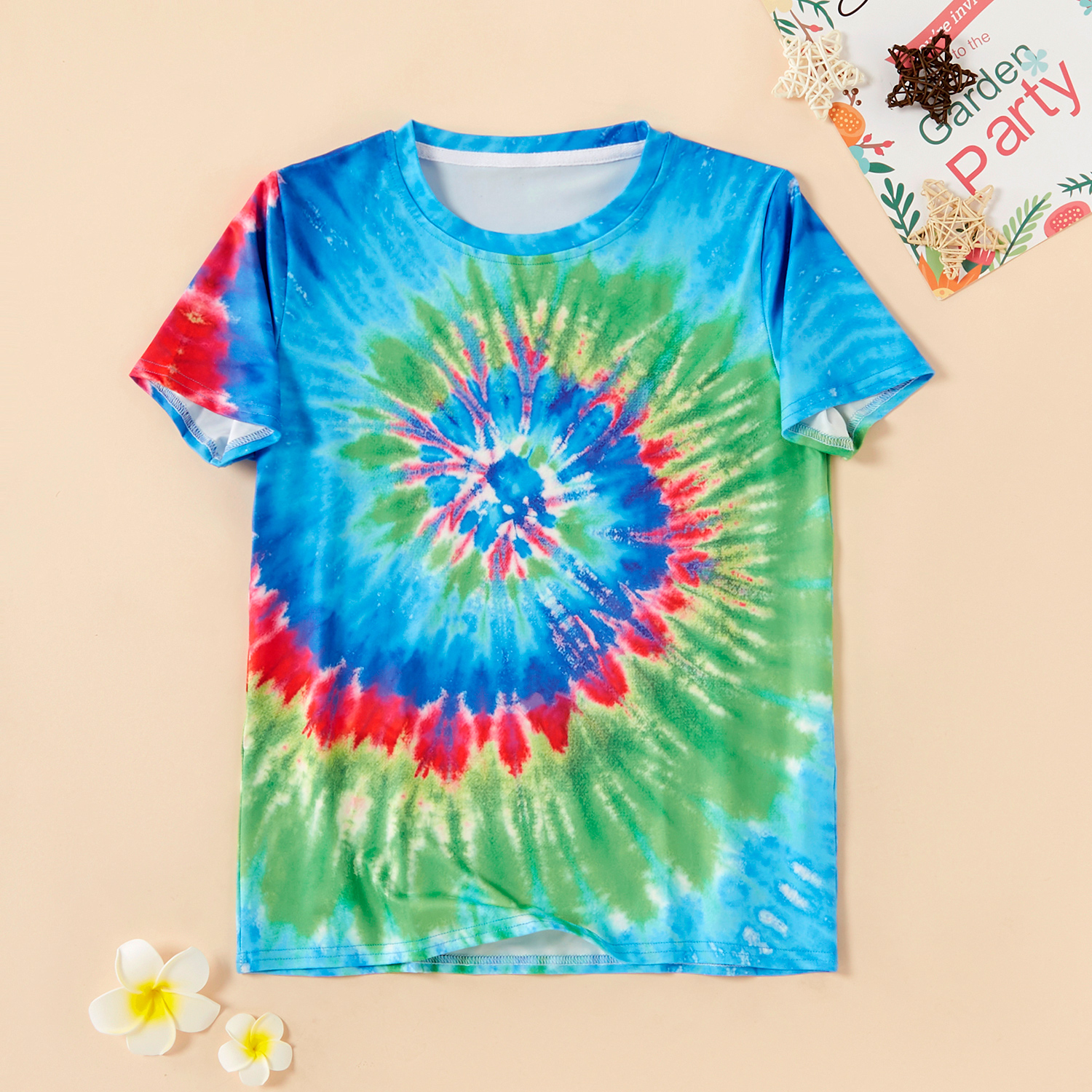 Trendy Colorful Tie-dyed Short-sleeve Tee