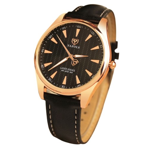 YAZOLE 369 Leather Watch Fashion Top Brand Dial redondo Hombre aguja luminosa reloj clásico