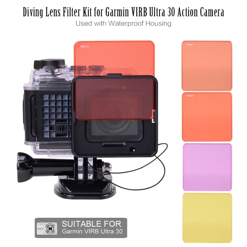 Kit de filtro de la lente de buceo para Garmin Virb cámara ultra Acción 30 Se utiliza con cubierta impermeable