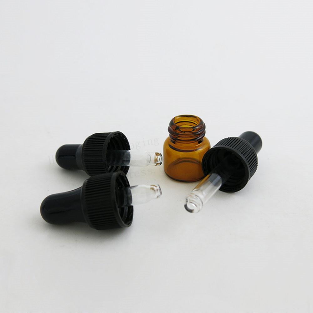 100 x Top Quality 1ml 2ml 3ml Mini Cute Amber Small Glass Dropper Bottles Jars Essential Oil Perfume tiny portable bottles Vials