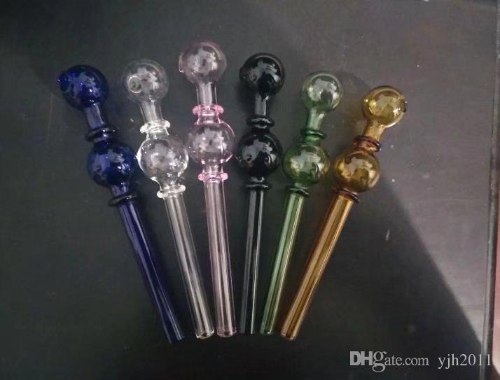 Color 2 wheel large bubble glass straight smoke pot Wholesale Glass bongs Oil Burner Glass Water Pipes Oil Rigs Smoking Free Shipping