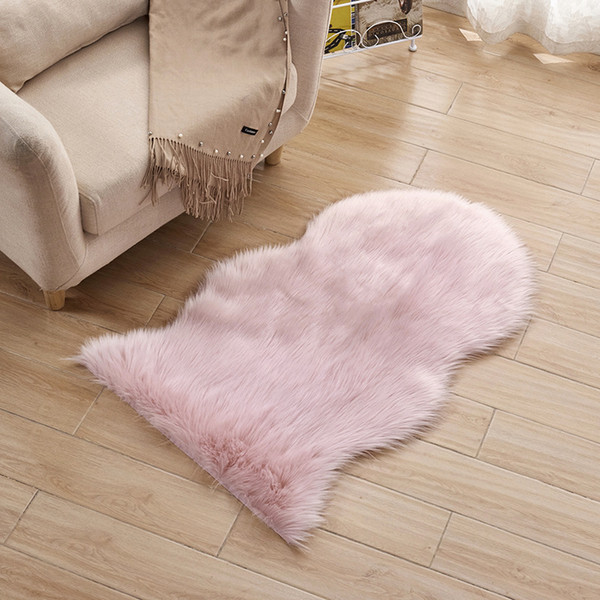 New Fur Artificial Sheepskin Hairy Carpet Living Room Bedroom Rugs Skin Fur Plain Fluffy Area Rugs Washable Bedroom Faux Mat