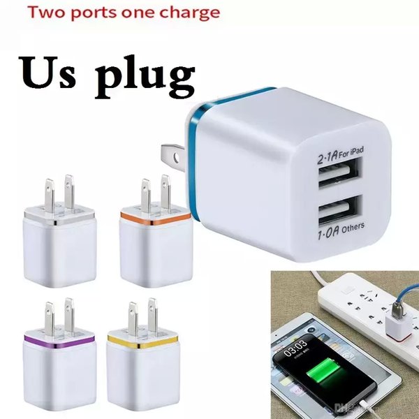 5V 2.1A Eu US Ac Home Travel wall Charger Power adapter plugs For iphone Samsung S8 S10 note 10 htc android phone pc mp3