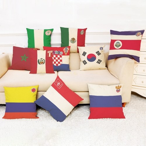 El 2018 World Soccer Cup Home Decor Funda de cojín de lino Sofá Diseño Throw Pillow Case Gift Style 1