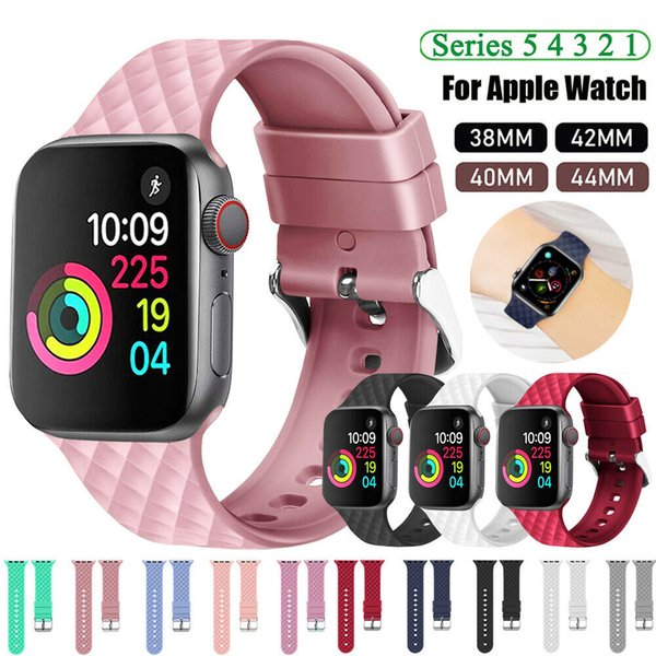 38 40 42 44mm Silicone Sports iWatch Band Strap for Apple Watch 5 4 3 2 1 Bands