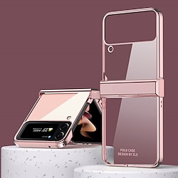 Phone Case For Samsung Galaxy Back Cover Flip Z Flip 4 Portable Plating Clear Solid Colored PC miniinthebox