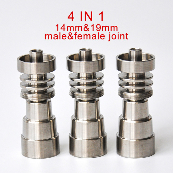 4 IN 1 Titanium Nail 14mm&19mm male &female joint domeless Gr2 Titanium Nail for glass water pipe free shipping