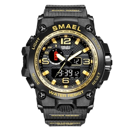 SMAEL 1545 Modische Sport Herren Armbanduhr Multifunktionale Quarz Digitale Elektronische Uhr mit 50M Wasserdicht/Leuchtend/Alarm/Stoppuhr/Woche/Datum