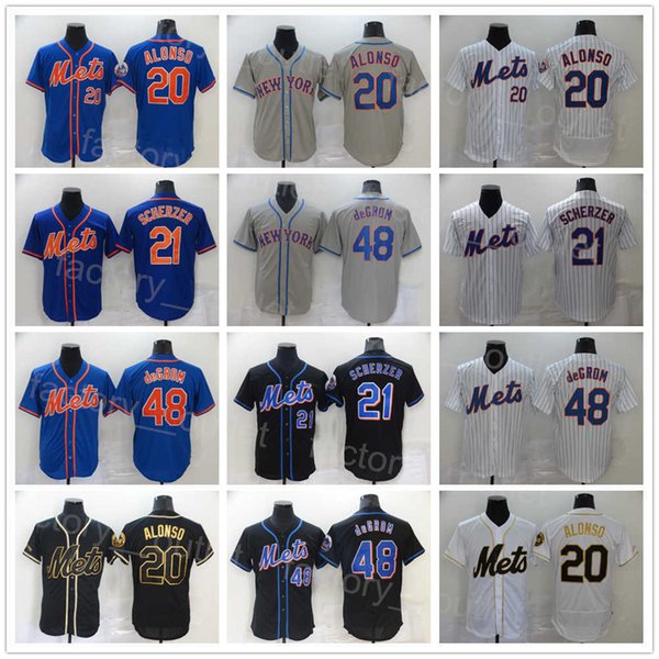 Men City Connect Blank Baseball 20 Pete Alonso Jersey 48 Jacob deGrom 21 Max Scherzer Team Color Blue White Grey Black Flexbase Cool Base Pinstripe All Stitched Good