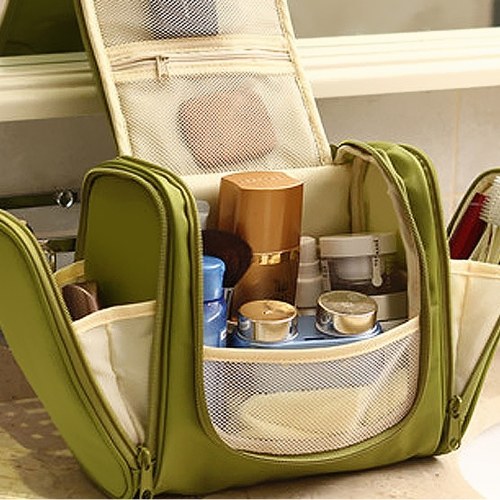 Portable Hanging Toiletry Organizer Bag Foldable Large Capacity Cosmetic Makeup Case Travel  Bathroom Accessories Red
