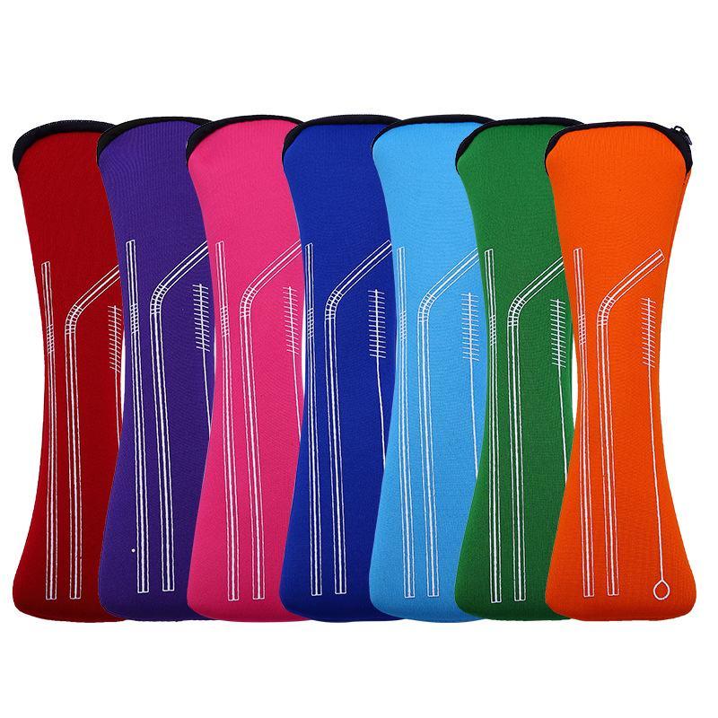 Reusable Bag For Stainless Steel Metal Bamboo Drinking Straw Cutlery Travel Camping Chopsticks Spoon Fork Knife Storage Bag
