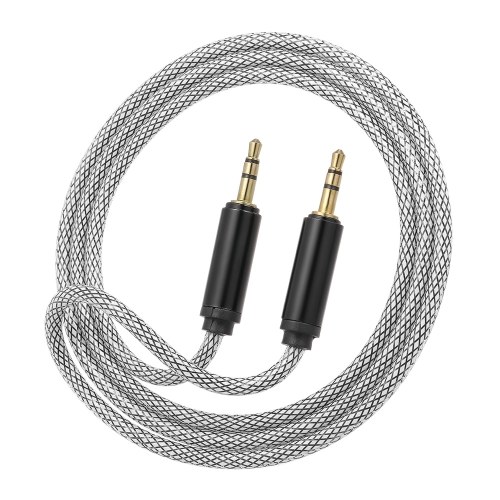 Cable de audio auxiliar Jack de 3,5 mm Cable de audio auxiliar macho a macho para coche / teléfono / ordenador portátil, plateado